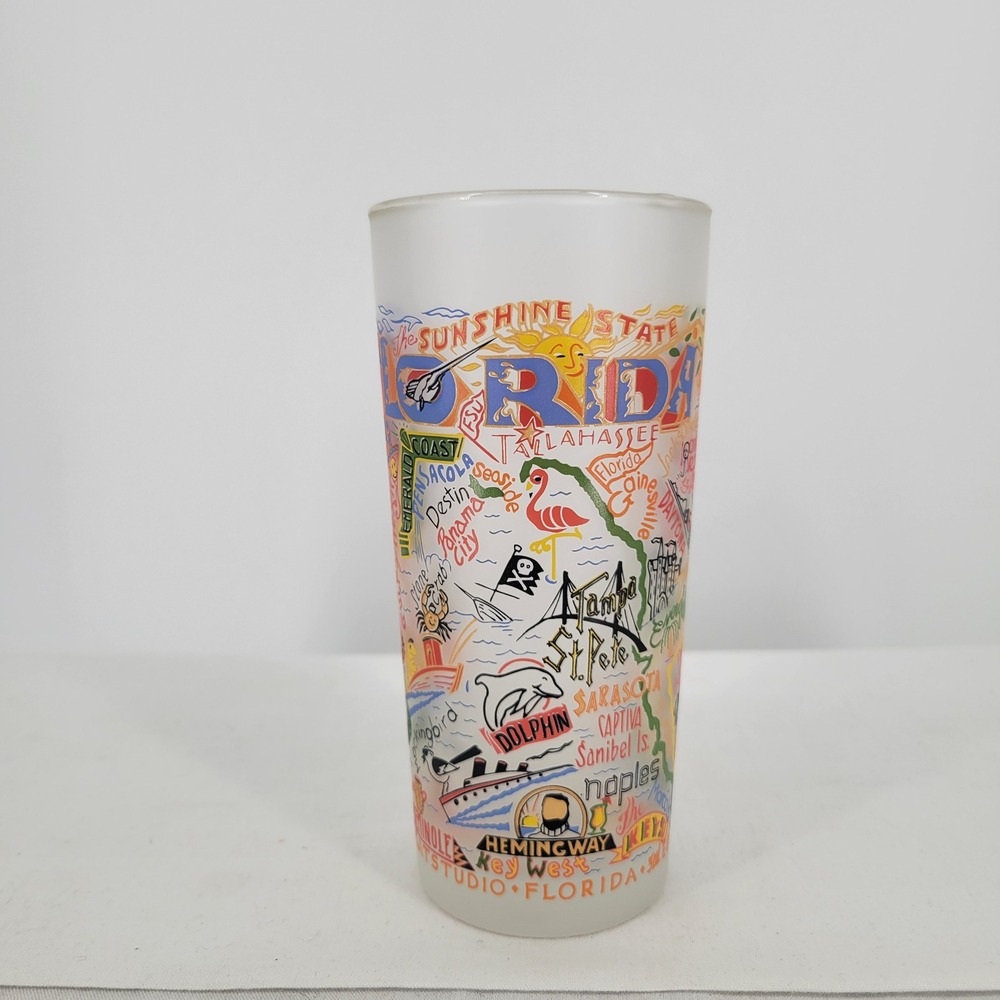 Catstudio Florida State Glass 15oz Highball Frosted Geography Collection - Picture 2 of 3